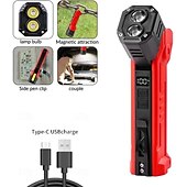cheap Flashlights-Flashlight with Dual Light Sources 180 Degree Rotating Digital Power Display USB-C Rechargeable for XTE for COB LED Outdoor Camping Hiking