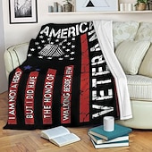 abordables Mantas y colchas-Mantas de vellón Manta para sofá Regalo bandera estadounidense Veterano Clásico 3D Sofá Cama Manta decorativa Manta cálida Decoración del hogar