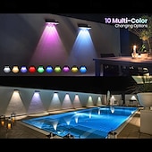 baratos Candeeiros Luzes de Exterior-1 luminária de parede solar externa à prova d'água, com mudança de cor RGBWW, ideal para iluminar jardins, quintais, caminhos, escadas, cercas e varandas. Luz decorativa de LED para paisagismo