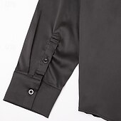 Недорогие Мужские атласные рубашки-Муж. Рубашка Атласная рубашка Повседневная рубашка Кнопка рубашка Выпускная рубашка Pullover Полотняное плетение Для вечеринок Свадьба Черный Темно синий Длинный рукав V-образный вырез