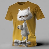  Homens Animal Gato Engraçado Camiseta Manga Curta Camiseta Impressão 3D Gola Redonda Camisa Exagerado Designer Festa Feriado Azul Preto Amarelo Verão Primavera Roupa S M L XL XXL XXXL