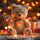 tanie Taśmy świetlne LED-Króliki Kwiatowe Światełka w Kształcie Serca 2m 20LEDs Zasilane Baterią Różowe Kwiatowe Światełka Tematyczne na Przyjęcie Dzień Matki Domowa Sypialnia Dekoracja na Ślub Rocznicę