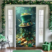 cheap Garage &amp; Door Banners-St. Patrick's Day Posters Door Cover Outdoor Banners Green Hat Cute 3D Fantasy Party Dorm Teens Room College Dorm Guys Man Cave Frat Bedroom Shooting Backgrounds Home Decor