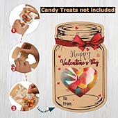 levne Valentýna-Balení 60 valentýnských přáníček pro děti, valentýnské přáníčky ze zavařovací sklenice s taštičkami na pamlsky, zábavné valentýnky do třídy pro chlapce &amp;dívčí školní oslavy (sladkosti nejsou součástí)