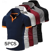 economico Polo classica da uomo-Per uomo Polo Maglia da golf Casuale Sportivo Classico Manica Corta Essenziale Tinta unica Semplice 5 pezzi Confezione multipla Estate Primavera Tutte le stagioni Vestibilità aderente 1 2 3 4 5 6 Polo
