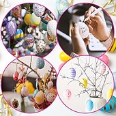 cheap Easter Eggs-25-Piece White Easter Egg Painting Kit Blank Eggs for Coloring, Includes Strings, Tools, Gem Stickers, Hanging Rope, Perfect for Adult Easter Crafts Parties, Handmade Activities, and Decorations