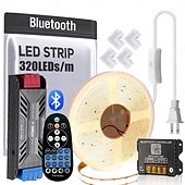 olcso Plug Strip Lights-COB LED intelligens szalagfények, időzítő zeneszinkronizáció, RF távirányítóval és alkalmazással szabályozható, fényes, 16,4-65 láb (3000-6500k), COB LED fényszalag hálószobába, nappaliba,