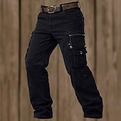 זול מכנסי דגמ"ח-בגדי ריקוד גברים מכנסי קרגו מכנסיים מכנסי עבודה כיס מרובה כיס דש אחיד באורך מלא קזו'אל יומי בָּחוּץ חופשה קלסי מונח בצורה רפויה שחור ירוק צבא קשיח