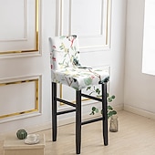 baratos Capa para Cadeira de Jantar-Capas elásticas estampadas para banquetas de bar (1/2/4/6 peças), capas protetoras para cadeiras de encosto baixo, ideais para casa, hotel e sala de jantar.