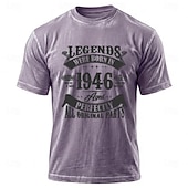 preiswerte Lustige T-Shirts für Männer-Legenden zum 80. Geburtstag – geboren 1946 – Einzigartige, hochwertige und limitierte Auflage, perfekt gealtert, alle Originalteile. Herren-T-Shirt in Blau mit Mineralwaschung, Größen S, M, L, XL, XXL