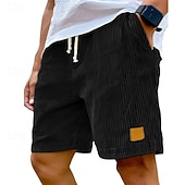 economico Pantaloncini casual-Per uomo Pantaloncini Estivi Pantaloncini casual Pantaloncini di velluto a coste Tasca Coulisse Elastico in vita Semplice Comodità Traspirante Corto All'aperto Vacanza Canotta sportiva Casual Nero