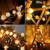 billige Batteridrevet-4 cm sfærisk flettet eventyrlyslenke 10/20LED batteridrevne innendørs fe-lamper er til jul, bryllup, valentinsdag, fest, hjem, hage, balkonger, verandaer og vindusutstillinger