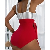 abordables Rash Guards Une Pièce-Femmes Maillot de bain Une pièce Maillot de bain dos nu Rayures Séchage Rapide Haute élasticité Sans manches Maillot de Bain Maillot de bain Surf Plongée en apnée Natation Été