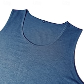 billiga Gym-toppar-Herr Linne Väst Undertröjor Ärmlös tröja Ärmlös Rundhals Rund halsringning Sommar Alla årstider Slät Mode Grundläggande Klassisk 3 st Slät Ledigt Gym Gata K Topp t-shirt för män
