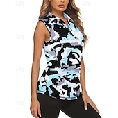 abordables Camisa de Mujer-Mujer camuflaje Camisa deportiva Camisas de polo Camiseta de tenis Sin Mangas Cremallera Alta elasticidad Dispersor de humedad Transpirable Tenis Golf pepinillo Cuello Vuelto Cuello con cremallera