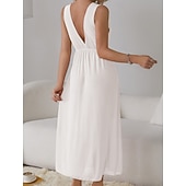 Χαμηλού Κόστους Γυναικεία Νυχτικά &amp; Sleepshirts-Γυναικεία Νυχτικιά Καθημερινό Ανατομικό Μονόχρωμες Δαντέλα Καθημερινά Σπίτι Αμάνικο Λαιμόκοψη V Μαύρο Λευκό Κρασί Βαθυγάλαζο Πράσινο του τριφυλλιού Καλοκαίρι Άνοιξη Κανονικό