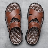 economico Infradito da Vacanza-sandali da uomo marroni con cinturini incrociati, comodi e resistenti, perfetti per i golfisti e le attività estive all'aperto