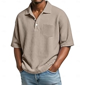 Χαμηλού Κόστους Κλασικό Πόλο Ανδρών-Ανδρικά Πουκάμισο γκολφ Μπλουζάκι πόλο με πλέξη βάφλα Causal Επιχείρηση Κλασσικά Κοντομάνικο Μοντέρνα Συμπαγές Χρώμα Σκέτο Κουμπιά Καλοκαίρι Άνοιξη Όλες οι εποχές Κανονικό