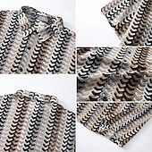 preiswerte Smart Casual Hemden für Herren-Herren Hemd Textur Freizeithemd Knopfhemd Jacquard-Hemd Rote Grün Kaki Kurzarm Geometrisch Einfach Hemdkragen Lässig Täglich Loch Bekleidung Elegant Mode Lässig