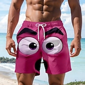 abordables Retro Vintage &amp; Ética-Hombre de impresión en 3D Dibujo 3D Cara de la sonrisa Boxers de Natación Pantalones de Natación Pantalones de Surf Media cintura Gracioso Hawaiano vacaciones en la playa Bolsillos laterales Forro de
