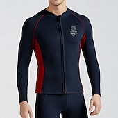  Homens Fato de mergulho Top de neoprene de 3 mm para roupa de mergulho Jaqueta térmica para mergulho Cor Sólida Térmica Espessado Proteção UV Manga Longa Roupa de Banho Blusas Surfe Mergulho