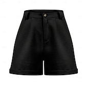billiga Heta shorts-Dam Våffelshorts Shorts Sommarshorts Casual shorts Semester Mode Streetwear Kort Hög midja Slät Ficka Elastisk midja Komfort Mjuk Bekväm Microelastisk Utomhus Gata Helgdag Svart Grön Kaki Armégrön
