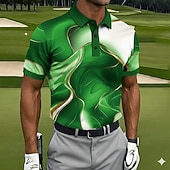 economico Polo da golf da uomo-Per uomo Marmo Golf Polo Sportivi Manica Corta Magliette polo Camicie con Colletto Casual Athleisure Bottoni Primavera &amp; Estate Blu Viola Verde