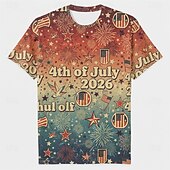  Patriotic T-shirt Graphic Tee USA Retro Vintage Patriotic T-shirt Sleeve 1776-2026 for Unisex Adults' 3D Print  for Independence Day / the Fourth of July 4th of July Party