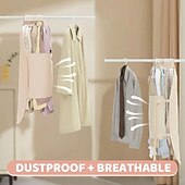 abordables Rangement et organisation-Organisateur de placard polyvalent en panneau de fibres, sac de rangement en panneau de fibres, cintres gain de place pour manteaux, costumes et doudounes