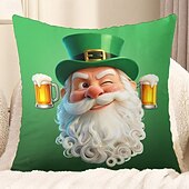  Szent Patrik-napi ír lóhere mintás manó díszpárnahuzat 45x45 cm, zöld 3D nyomtatott díszpárnahuzat
