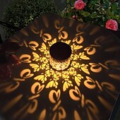 baratos Candeeiros Luzes de Exterior-Conjunto de 2 luminárias solares de parede com projeção em metal vazado, com design mandala, classificação IP44 de resistência à água, luz branca quente, ideais para jardim, pátio, cerca, caminho,