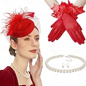 cheap Fascinators &amp; Hats-Gloves Necklace Fascinator Hat Gentlewoman Feather Fancy Dress Women's Masquerade Ascot Horse Racing Festival Adults' Headpiece All Seasons