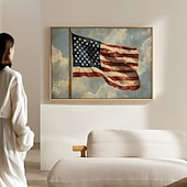  Amerikanische Flagge Leinwand Wandkunst | Patriotisches USA Sterne und Streifen Gemälde mit rustikalen Pinselstrichen | 4. Juli Militär Veteran Dekor