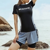 economico Rash Guards Interi-Per donna Top sottomuta 2 pezzi Costumi da bagno Patchwork Protezione UV Elastico Manica Corta Costume da Bagno Costume da bagno Surf Snorkeling Nuoto Estate