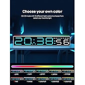 お買い得  スマートデコレーションライト-デジタル目覚まし時計、寝室用デジタル時計、10色に変化するナイトライト、DST、明るさ調節可能、ベッドサイド用ダイナミック音楽同期、ゲーミングPC &amp;テレビのバックライトストリップの装飾