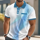 economico Polo geometrica da uomo-Per uomo Geometrico Polo Manica Corta Magliette polo Camicie con Colletto Business Casual All'aperto Athleisure Abbigliamento quotidiano Stampa 3D Bottoni Estate Primavera Blu Rosso Viola