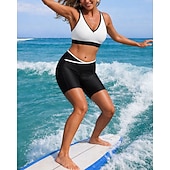 abordables Surfing Tankinis &amp; Bikinis-Mujer Conjuntos de bikini Traje de baño 2 Piezas Bloqueo de color Protección UV Elástico Sin Mangas Bañadores Traje de baño Surf Buceo Natación Verano