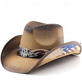  250-årsjubileum i USA Retro / vintage Ville vesten Cowboyhatt Cowgirl lue Cowgirl Cowboy West Cowboy Kostyme Unisex Maskerade 4. juli Fest Uavhengighetsdagen Voksne Hatt Alle årstider
