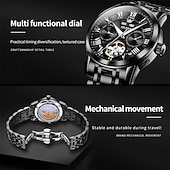 levne Mechanické hodinky-Nové pánské business hodinky značky Olevs s luminiscenčním displejem, věčným kalendářem a týdenním zobrazením. Plně mechanické hodinky s dutým rotorem pro běžné nošení, voděodolné, vhodné pro sport.