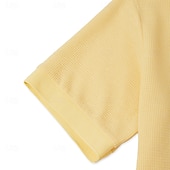 halpa Miesten Klassinen Polo-Miesten Vohveli poolopaidat Textured Kausaliteetti Pyhäpäivä Kauluskäänne Ribbineulospikeekaulus Lyhythihainen Muoti Perus Tavallinen Napit Soft Kevät kesä Kesä Kevät Normaali Valkoinen Keltainen