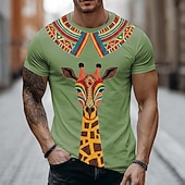  Voor heren Geometrisch T-shirt Korte mouw T-shirt 3D-afdrukken Strakke ronde hals Overhemd Modieus Etnisch Dagelijks Straat Zwart Groen Zomer Lente Kleding S M L XL XXL XXXL