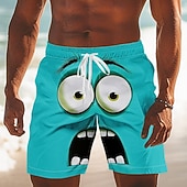economico Retro Vintage &amp; Etica-Per uomo Fantasia "Cartone 3D" Faccia Sorridente Grandi occhi Costumi da bagno Pantaloncini da mare Pantaloncini da Surf Misura del girovita medio Divertente All'aperto Vacanza Abbigliamento