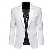 ieftine Sacouri clasice pentru bărbați-Bărbați Jachetă blazer Casual Zilnic În aer liber Elegant Modă Primăvară Toate Sezoanele POLY Culoare solidă minimalist Casul / Zilnic Un singur rând, un nasture Blazer Roz Deschis Kaki Deschis Negru