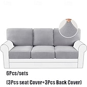 abordables Funda para asientos y reposabrazos de sofá-Juego de fundas de cojín de sofá elásticas de lujo minimalistas, funda completa, funda de sofá elástica antideslizante para sofá de 2/3 plazas