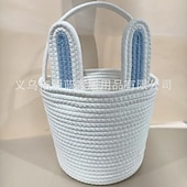 Недорогие Необычные игрушки-Корзинка в виде пасхального кролика, сделанная своими руками, пустая белая хлопковая веревочная сумка для поиска пасхальных яиц с ушками, многоразовое персонализированное подарочное ведерко для детей, малышей, девочек и мальчиков (пустое для самостоятельн