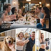 economico Action Camera-Mini telecamera da corpo Wi-Fi da 2,7K, telecamera POV con obiettivo rotante a 180°, mini telecamera sportiva con visualizzazione dello schermo HD da 1,47" per la registrazione quotidiana di riprese