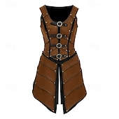 levne Šaty-Středověké Renesanční Šaty Zbraně a výzbroj Kamizelka Válečník Shieldmaiden Barbar Maškarní kostým Dámské Viking Fantazie předvečer Všech svatých Karneval Výkon LARP Ren Faire Dospělé Šaty