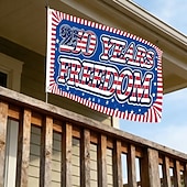 cheap America 250-US 250th Anniversary Flag "250 Years of Freedom" Banner with Stars and Stripes Design Patriotic Commemorative Decor for Semiquincentennial Celebrations 4th of July Independence Day