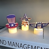  3-teiliges Set mit Kerzenlaternen, fünfzackigen Sternen, Flugzeug-Lichterketten und Dekorationen zum 250. Jahrestag der Unabhängigkeit der Vereinigten Staaten für Tischdekorationen zum