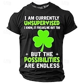  セントパトリック メンズ 四つ葉のクローバー シャムロック ただいま 無監督なのを知っています それも私を不安にさせています アイルランド Tシャツ Tシャツ ティー 短袖 Tシャツ 3Dプリント クルーネックシャツ デイリーデザイナー レトロ